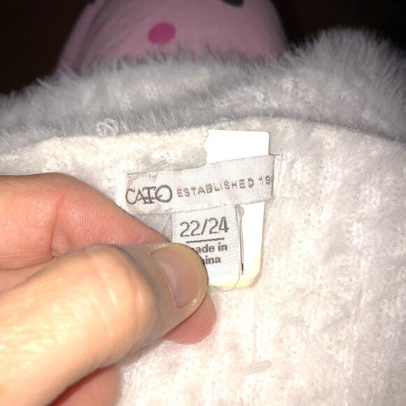 Cato Size 22 24 White Tie Front Open Crop Cozy Fuzzy Eyelash Cardigan Sweater - Picture 6 of 8